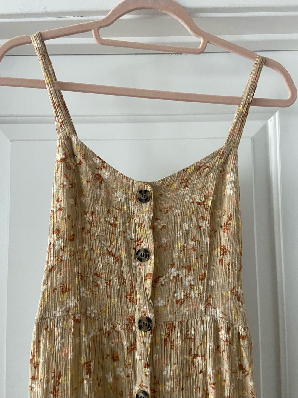 Pink Rose Beige Floral Button-Front Dress - Picture 5 of 7